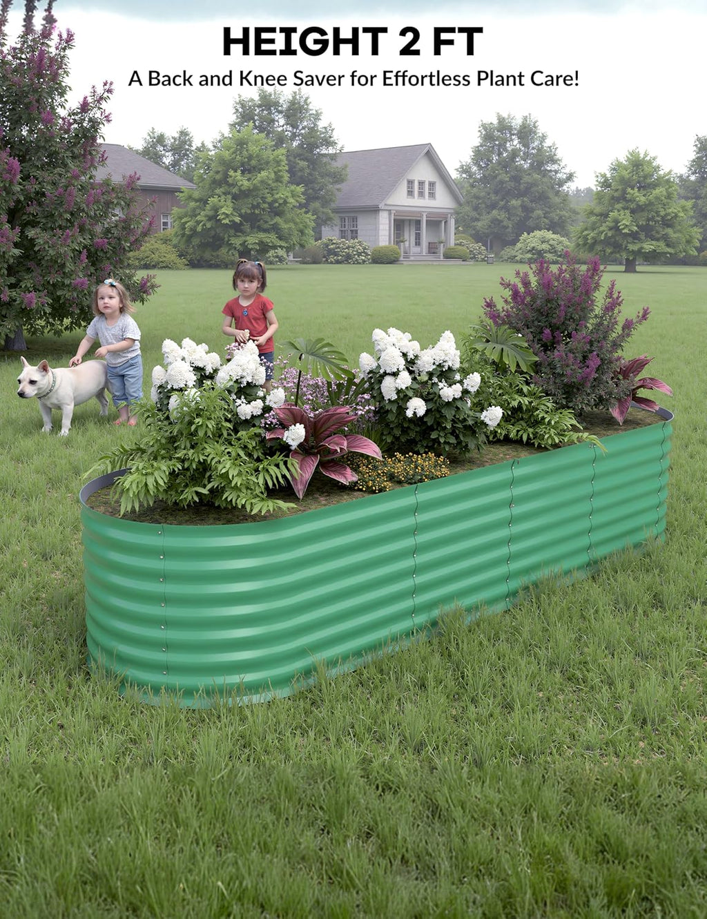 2 Pcs Raised Garden Beds Outdoor 8x4x2 ft - Galvanized Steel Planter Box for Vegetables, Flowers, Rust-Resistant Garden Box, Easy Assembly Raised Beds, Durable Planters for Outdoor Plants, Green