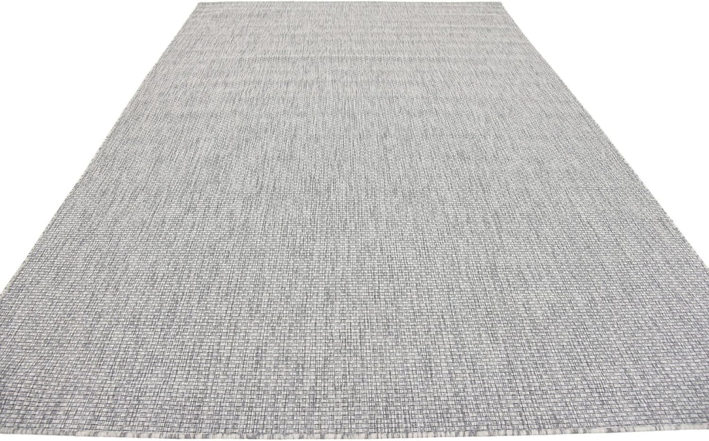 Unique Loom Collection Casual Transitional Solid Heathered Indoor/Outdoor Flatweave Area Rug (7' 1" x 10' Rectangle, Light Gray/Ivory)