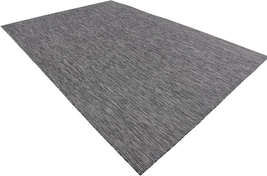 Unique Loom Collection Casual Transitional Solid Heathered Indoor/Outdoor Flatweave Area Rug (8' x 11' 4" Rectangle, Black/Ivory)