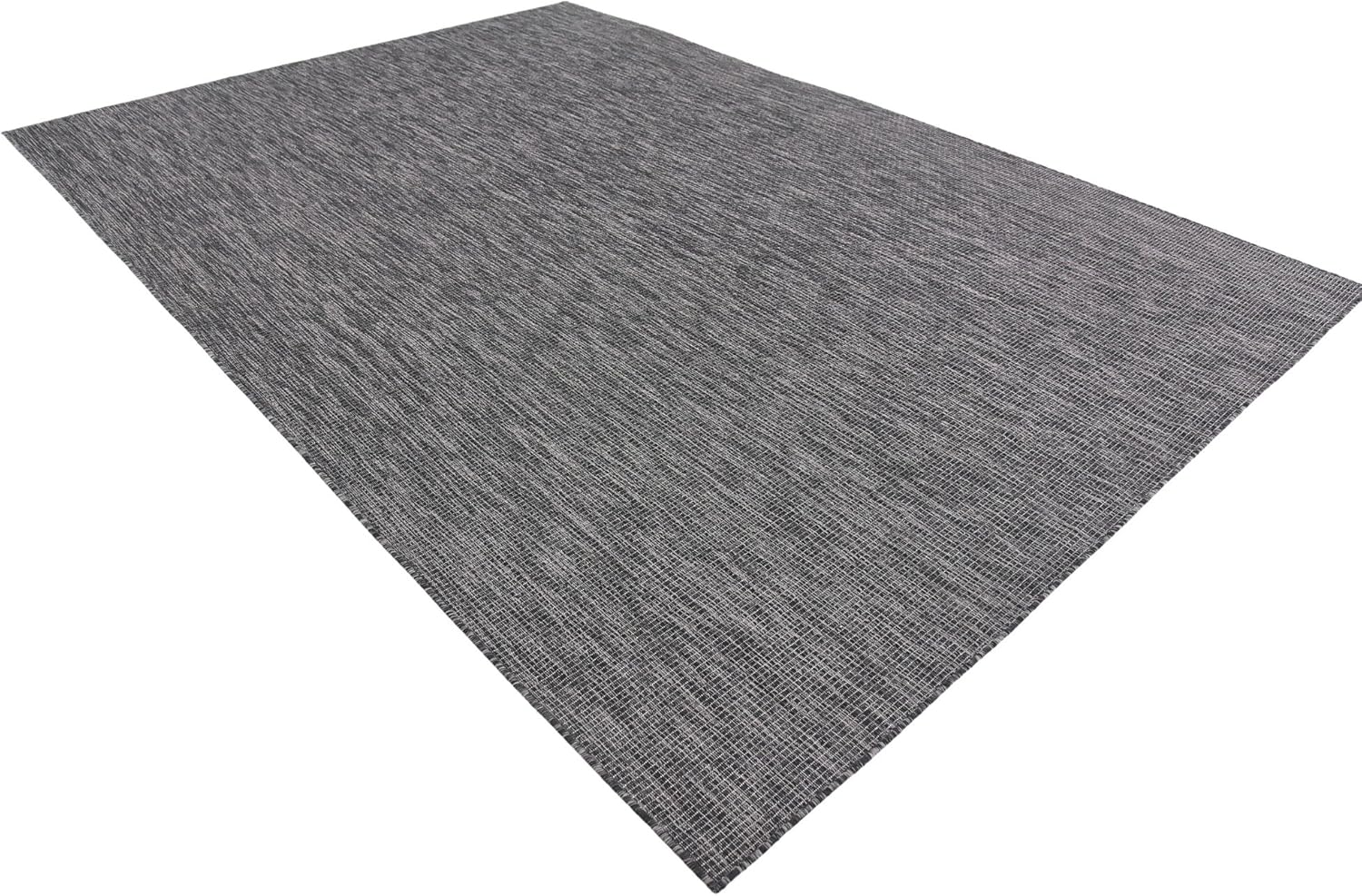 Unique Loom Collection Casual Transitional Solid Heathered Indoor/Outdoor Flatweave Area Rug (8' x 11' 4" Rectangle, Black/Ivory)