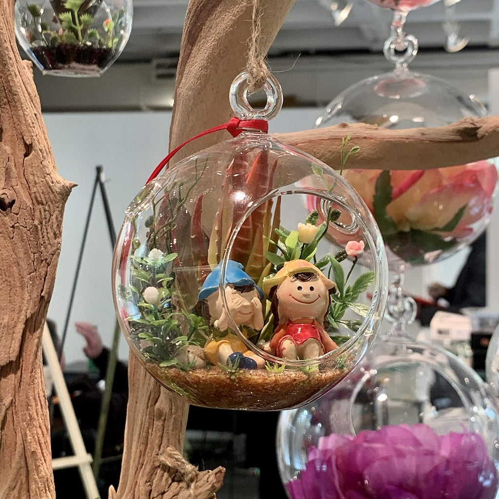 WGV Hanging Terrarium Globe, Width 2.25", Height 2.75", DIY Air Succulent Planter, Clear Glass Vase Orb with Flat Bottom, Candle Holder for Windowsill Outdoor Garden Decor, 6 Pieces Bulk