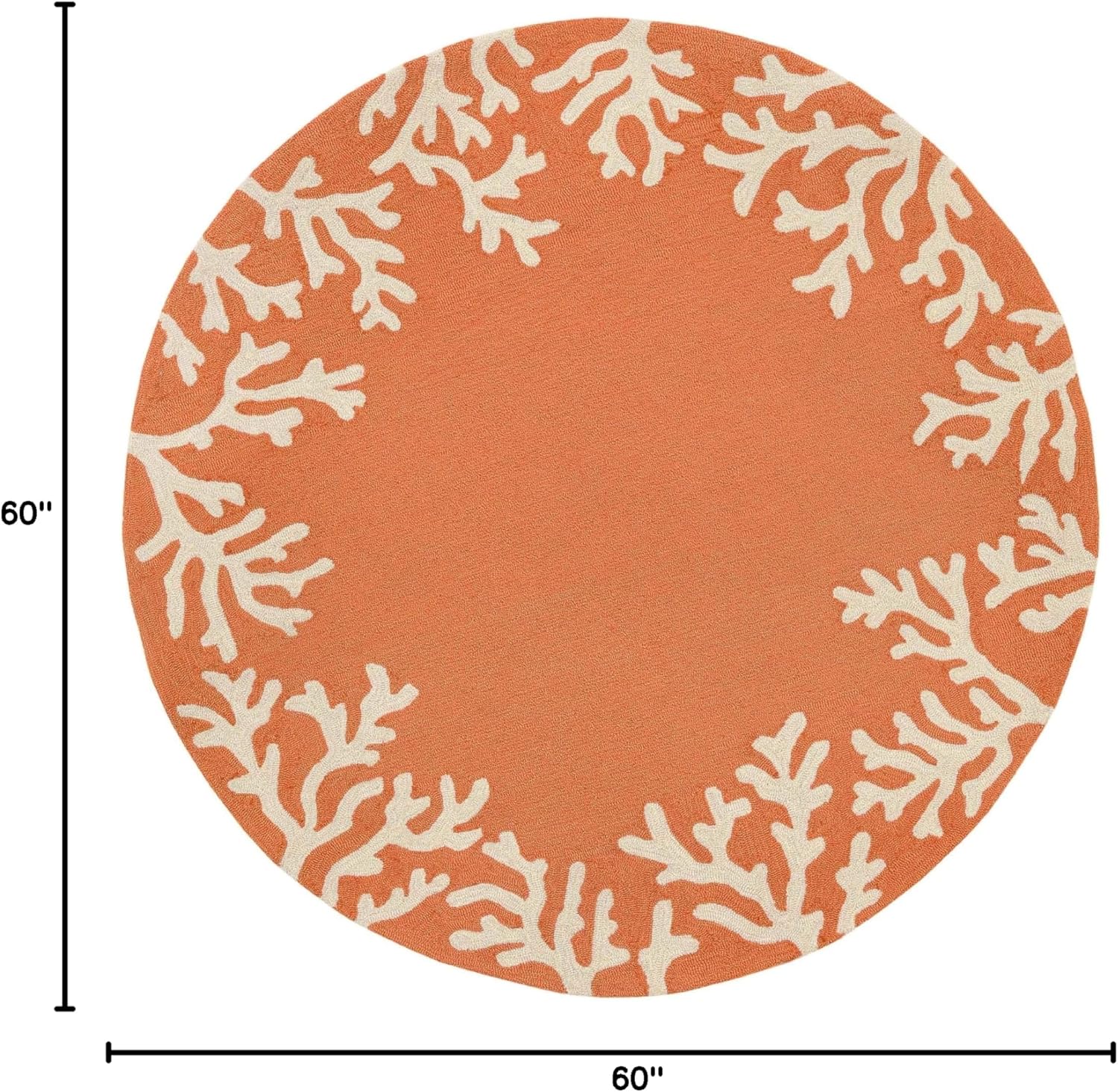 Liora Manne CAPRI Indoor/Outdoor Handmade Synthetic Blend Durable Area Rug - Traditional Border Coastal Beach Accent (Coral Border Coral) (5' Round)