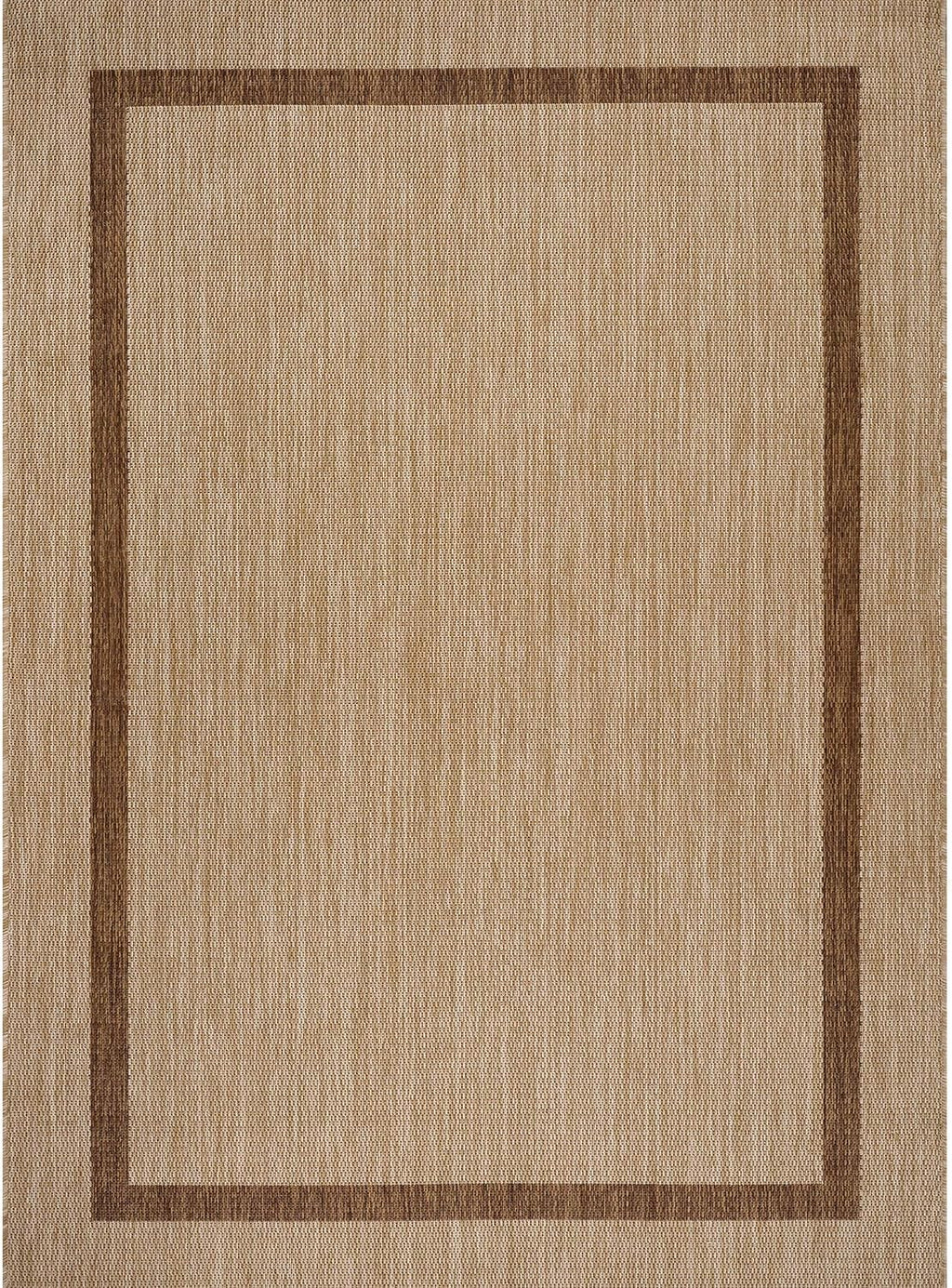 Bordered Outdoor Rug 6x9 Washable Outside Carpet for Indoor Patio Porch Waterproof Easy Cleaning Non Shedding Area Rugs Jute Beige - Nut Brown 6 x 9