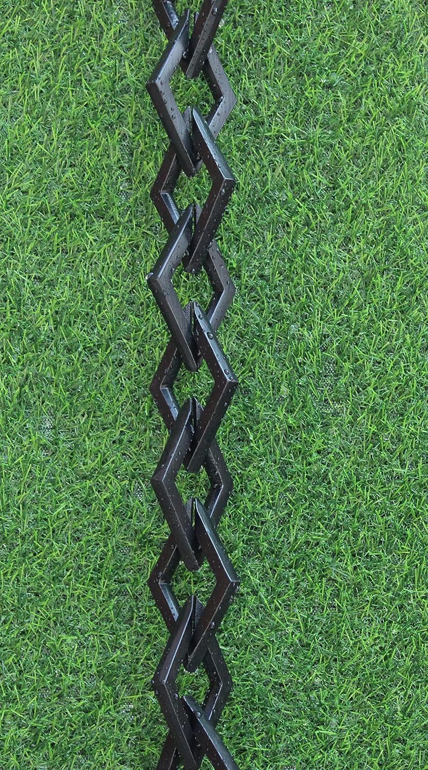 KAM Home Diamond Links Rain Chain with Installation Kit (Black, 15)