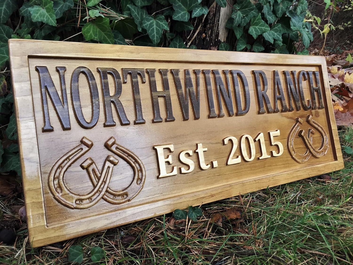 Personalized Ranch Sign Rustic Wood Sign Personalized Couples Gift Custom Wooden Sign Family Last Name Established Gift Stall Sign Horse Barn Horseshoe Decor Western 5 Year Anniversary