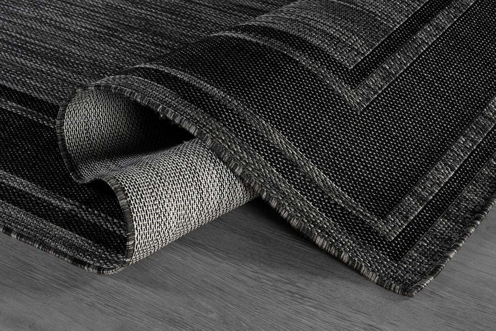 Beverly Rug Outdoor Rug 8x10 Modern Bordered Area Rugs for Indoor and Outdoor Patio Deck Porch Garden Waterproof Weather Sun Resistant Washable Outside Carpet (8 x 10 Black)