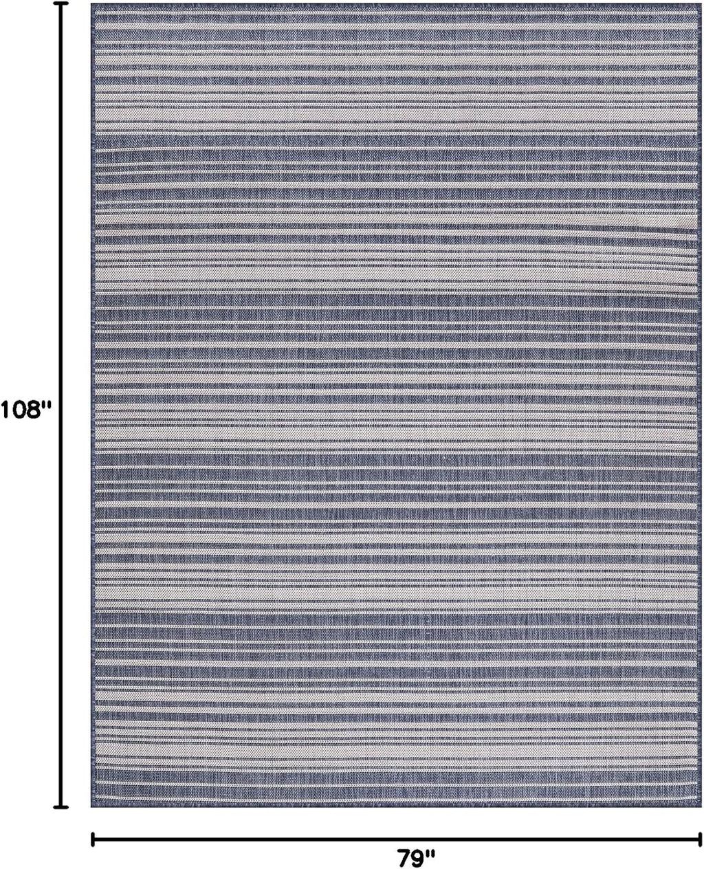 Stripe Outdoor Rug 6x9 Washable Outside Carpet for Indoor Patio Porch Waterproof Easy Cleaning Non Shedding Area Rugs Blue 6 x 9