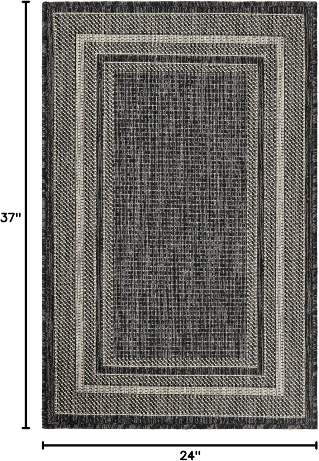 Unique Loom Outdoor Border Collection Area Rug - Soft Border (2' x 3' 1" Rectangle, Black/ Ivory)