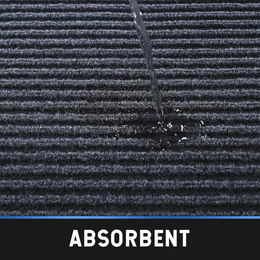 fani 2 PCS Heavy Duty Large Outdoor Indoor Entrance Doormat Grey Waterproof Low Profile Entrance Rug Front Door Mat Patio Anti-Skid Rubber Back, 35x60 inch (Grey)