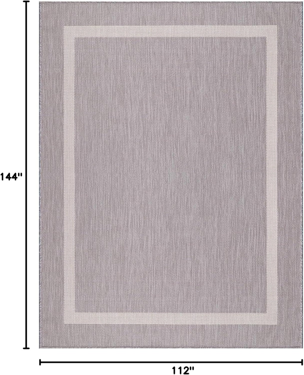Bordered Outdoor Rug 9x12 Washable Outside Carpet for Indoor Patio Porch Waterproof Easy Cleaning Non Shedding Area Rugs Gray 9 x 12