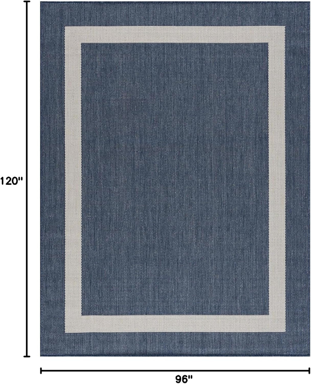 CAMILSON Outdoor Rug 8x10, Modern Outside Rugs for Patios Porches Waterproof Durable Washable Non-Shedding, Easy-to-Clean Indoor Outdoor Area Carpet (8 x 10, Bordered - Blue/White)