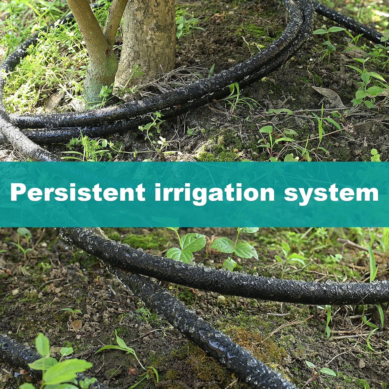 150 FT Soaker Hose 1/2" Heavy Duty Garden Hose to Save 70% Water Drip Irrigation Kit for Lawn/Yard Landscaping Beds (150FT)