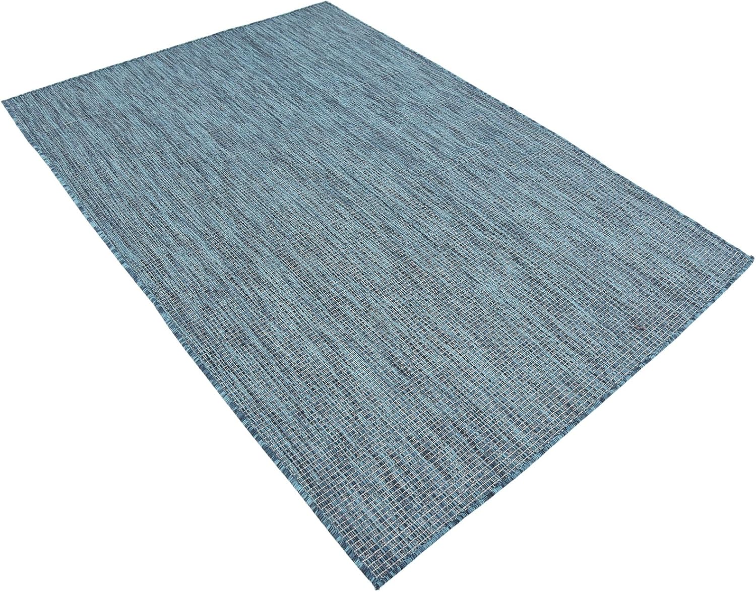 Unique Loom Collection Casual Transitional Solid Heathered Indoor/Outdoor Flatweave Area Rug (4' 1" x 6' 1" Rectangle, Teal/Navy Blue)
