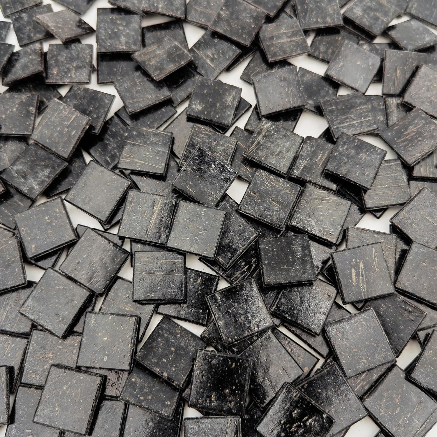 3/4 inch Quartz Glass Mosaic Tiles for Crafts, 1.1 LB, Square Mosaic Pieces for DIY Picture, Home Mosaic Decoration (Black)