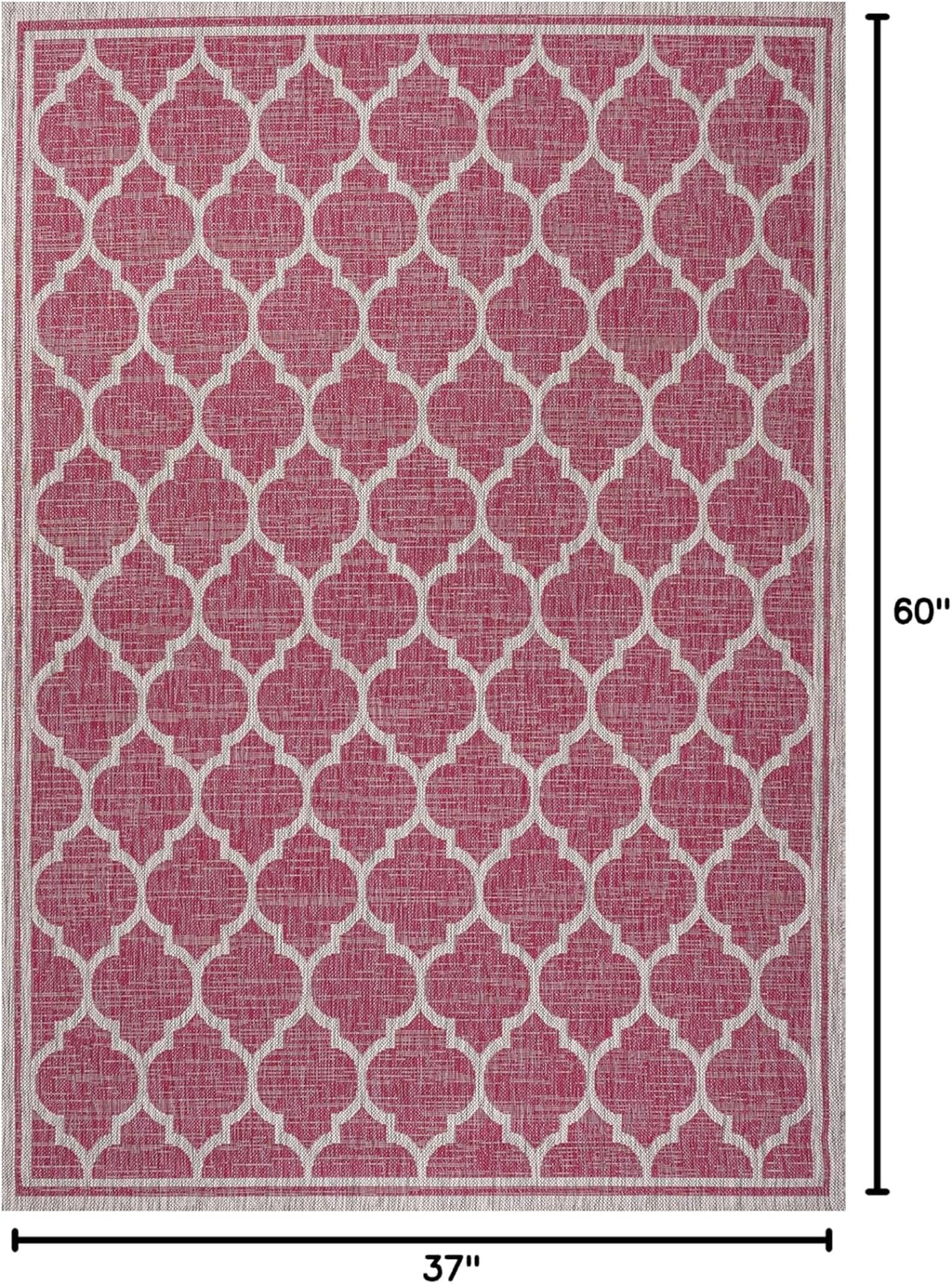 Eyely BMS109H-3 Santa Monica Trebol Moroccan Trellis Textured Weave Indoor/Outdoor Area Rug Coastal;Bohemian, Bedroom, Backyard, Patio, Easy-Cleaning, Non-Shedding, 3 X 5, Fuchsia/Light Gray