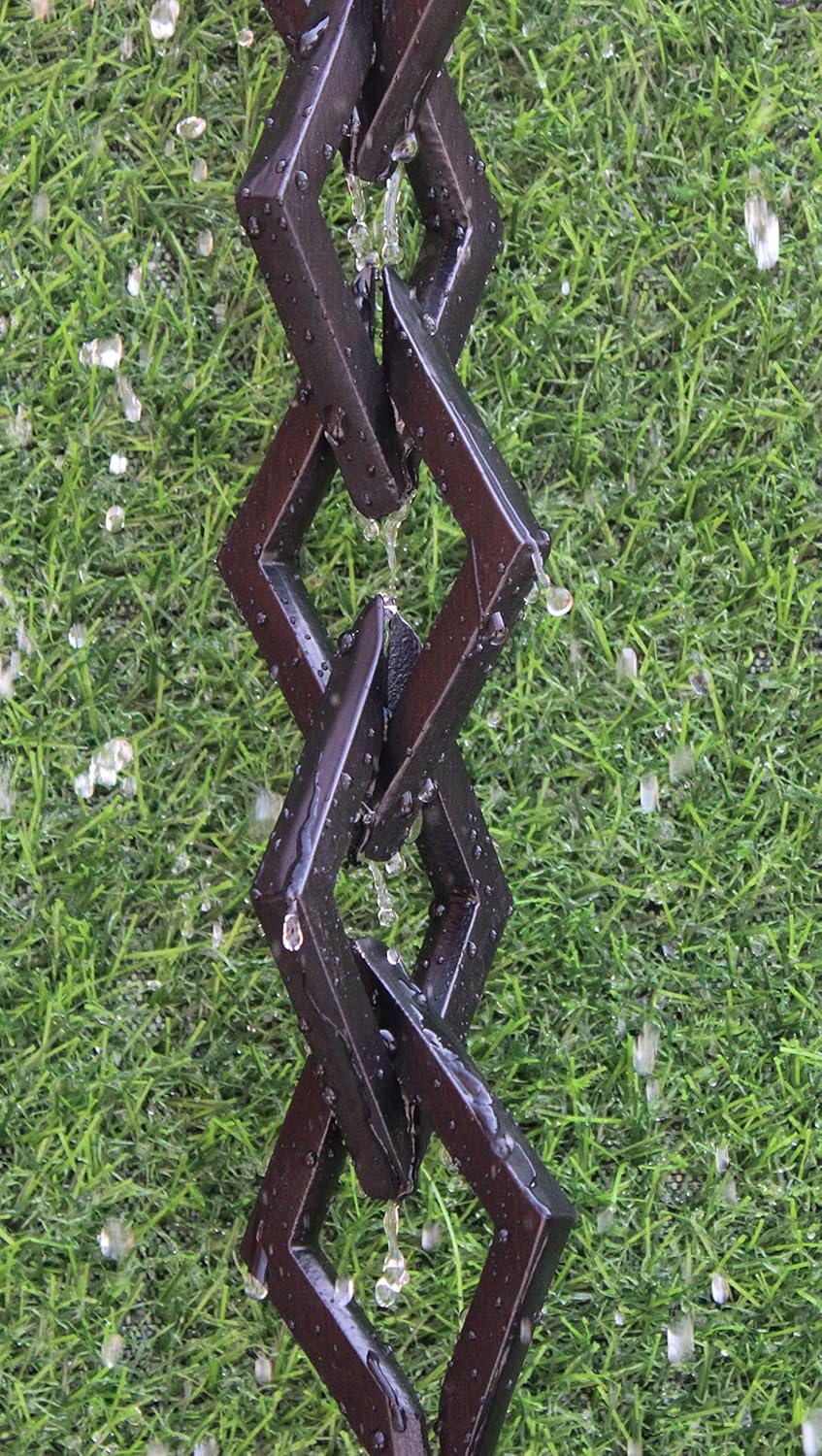 KAM Home Diamond Links Rain Chain with Installation Kit (Black, 13)