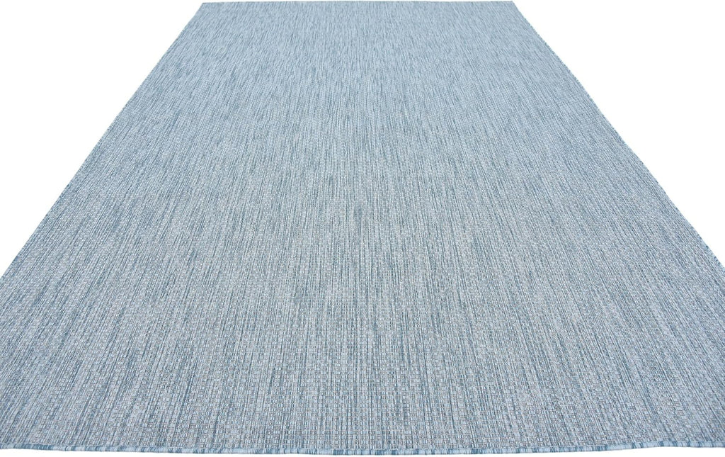 Unique Loom Collection Casual Transitional Solid Heathered Indoor/Outdoor Flatweave Area Rug (7' 1" x 10' Rectangle, Aquamarine/Ivory)