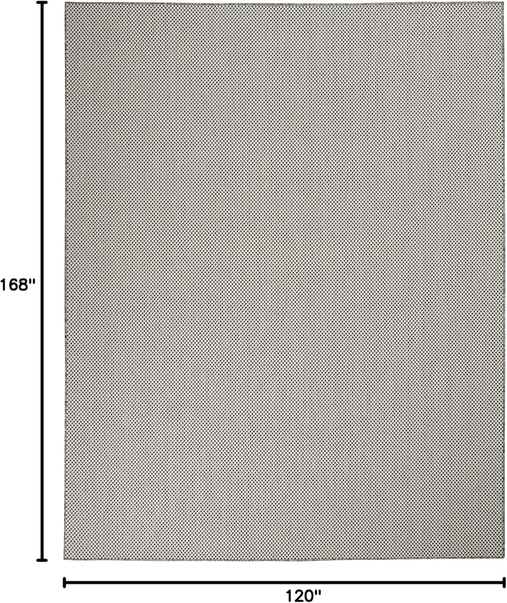 Nourison Home Courtyard 10' x 14' Ivory Charcoal Fabric Modern Area Rug (10' x 14')