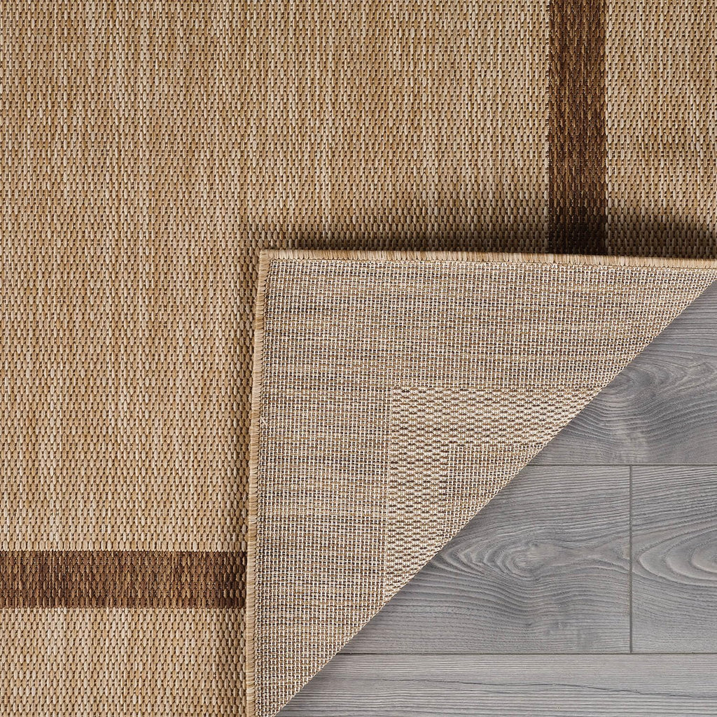 Bordered Outdoor Rug 9x12 Washable Outside Carpet for Indoor Patio Porch Waterproof Easy Cleaning Non Shedding Area Rugs Jute Beige - Nut Brown 9 x 12