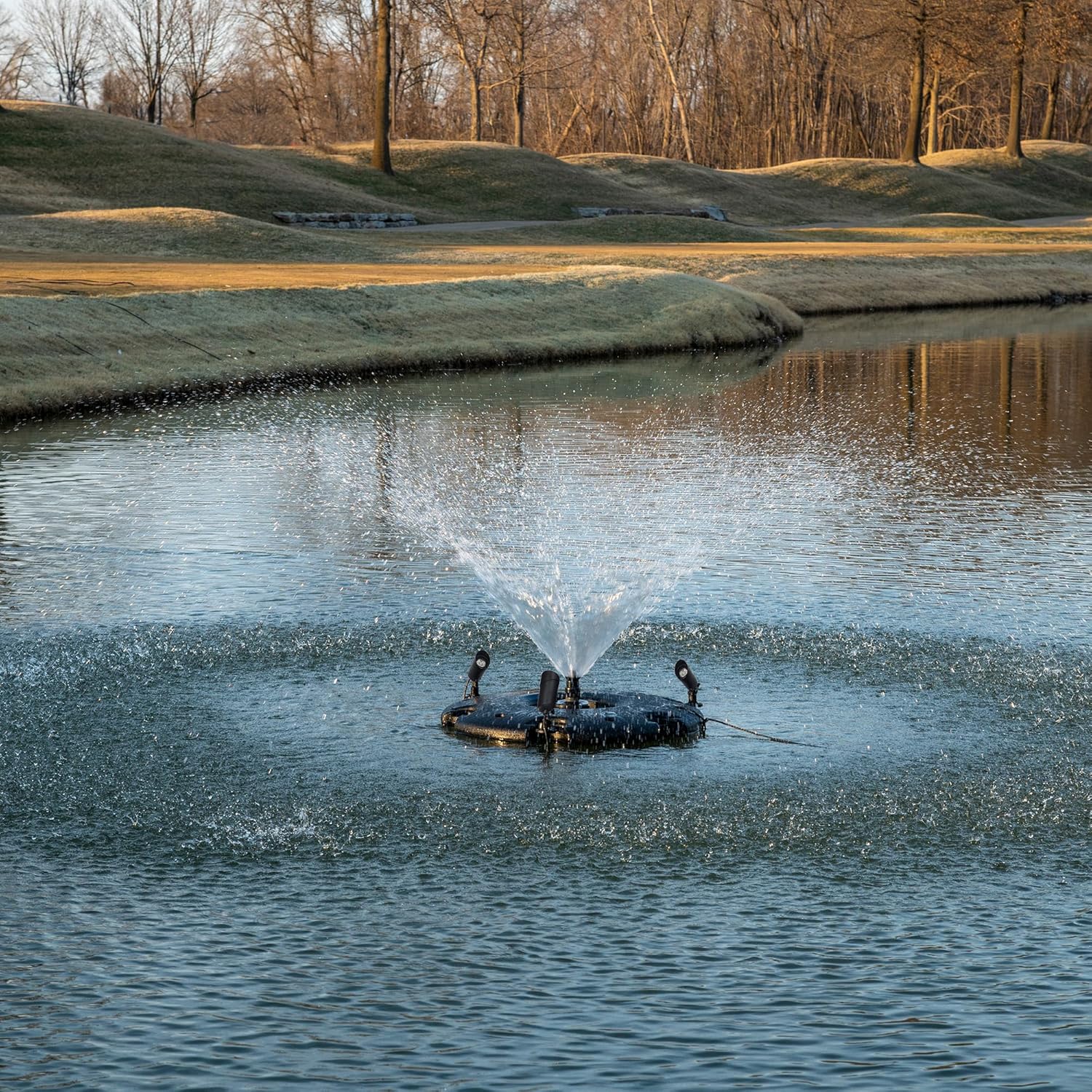 HALF OFF PONDS Floating Fountain – 1/4 HP Pond Aerator, 100' Cord – 3000 GPH Water Pump – 9 Spray Patterns – Energy-Efficient – for Small Ponds & Water Gardens