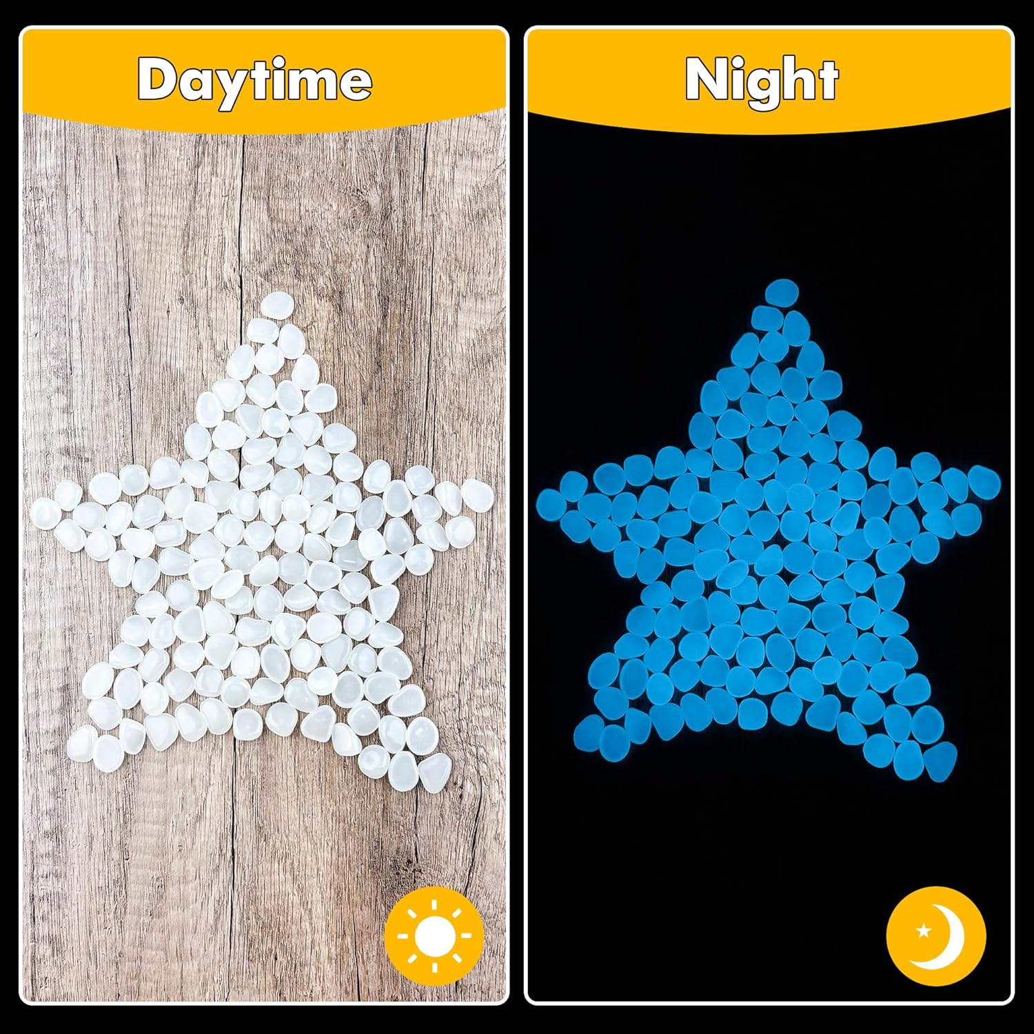 Glow in The Dark Rocks Outdoor Garden Pebbles Stones, 2.2Lbs White Fish Tank Glow Rocks Resin Glowing Pebbles for Garden/Aquarium/Planter/Walkway/Driveway