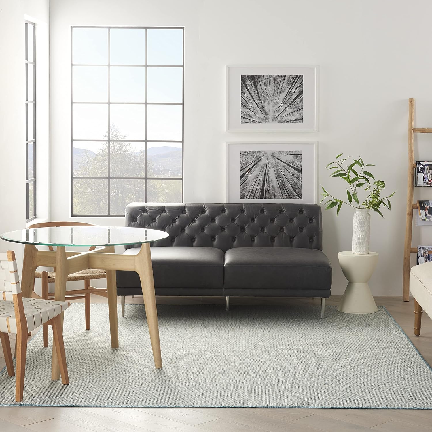 Nourison Courtyard Indoor/Outdoor Ivory Aqua 8' x 10' Area Rug, Geometric, Easy Cleaning, Non Shedding, Bed Room, Living Room, Dining Room, Deck, Patio, Backyard (8x10)