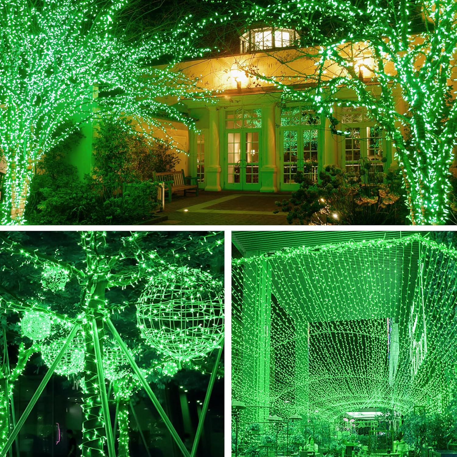 2 Pack 200 LED Solar String Lights St Patricks Day Decorations, 85.2ft 8 Modes Solar String Lights for Outside, Waterproof and Solar Powered Outdoor String Lights for Holiday Garden Tree Party (Green)