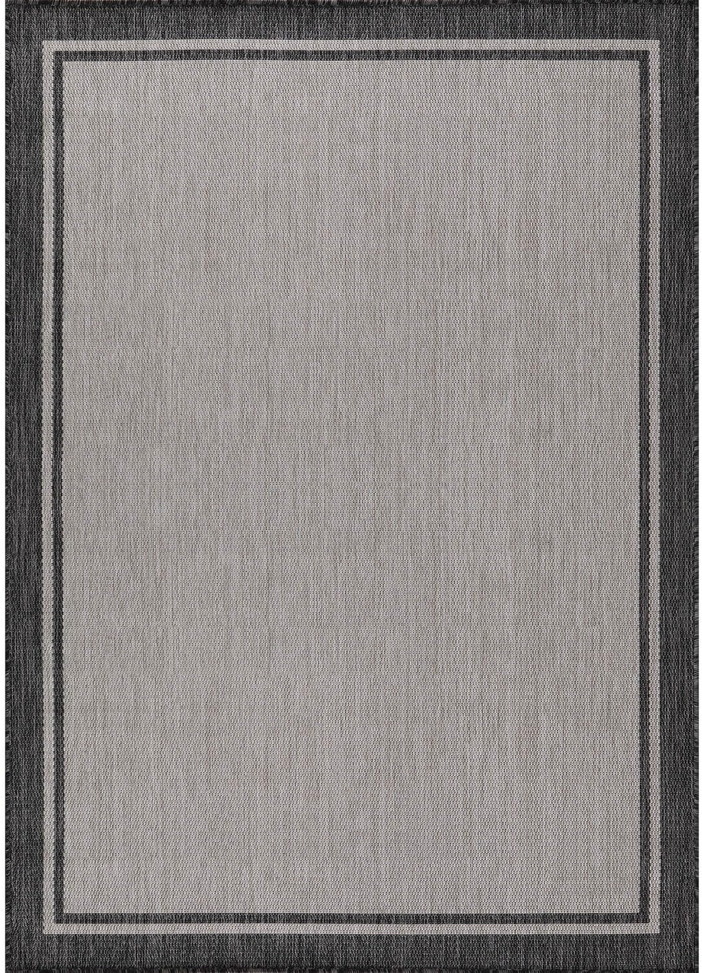 CAMILSON Indoor Outdoor Rug, 6x9 Bordered Gray Modern Area Rugs for Indoor and Outdoor Patios, Kitchen and Hallway Mats, Washable Porch Deck Outside Carpet (Bordered Grey, 6 x 9)