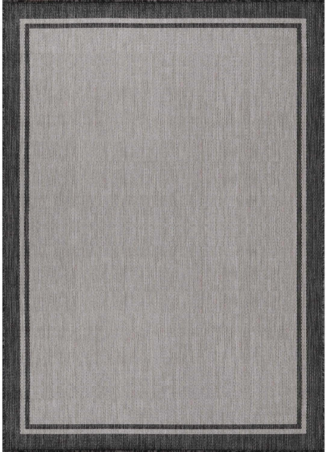 CAMILSON Indoor Outdoor Rug, 6x9 Bordered Gray Modern Area Rugs for Indoor and Outdoor Patios, Kitchen and Hallway Mats, Washable Porch Deck Outside Carpet (Bordered Grey, 6 x 9)