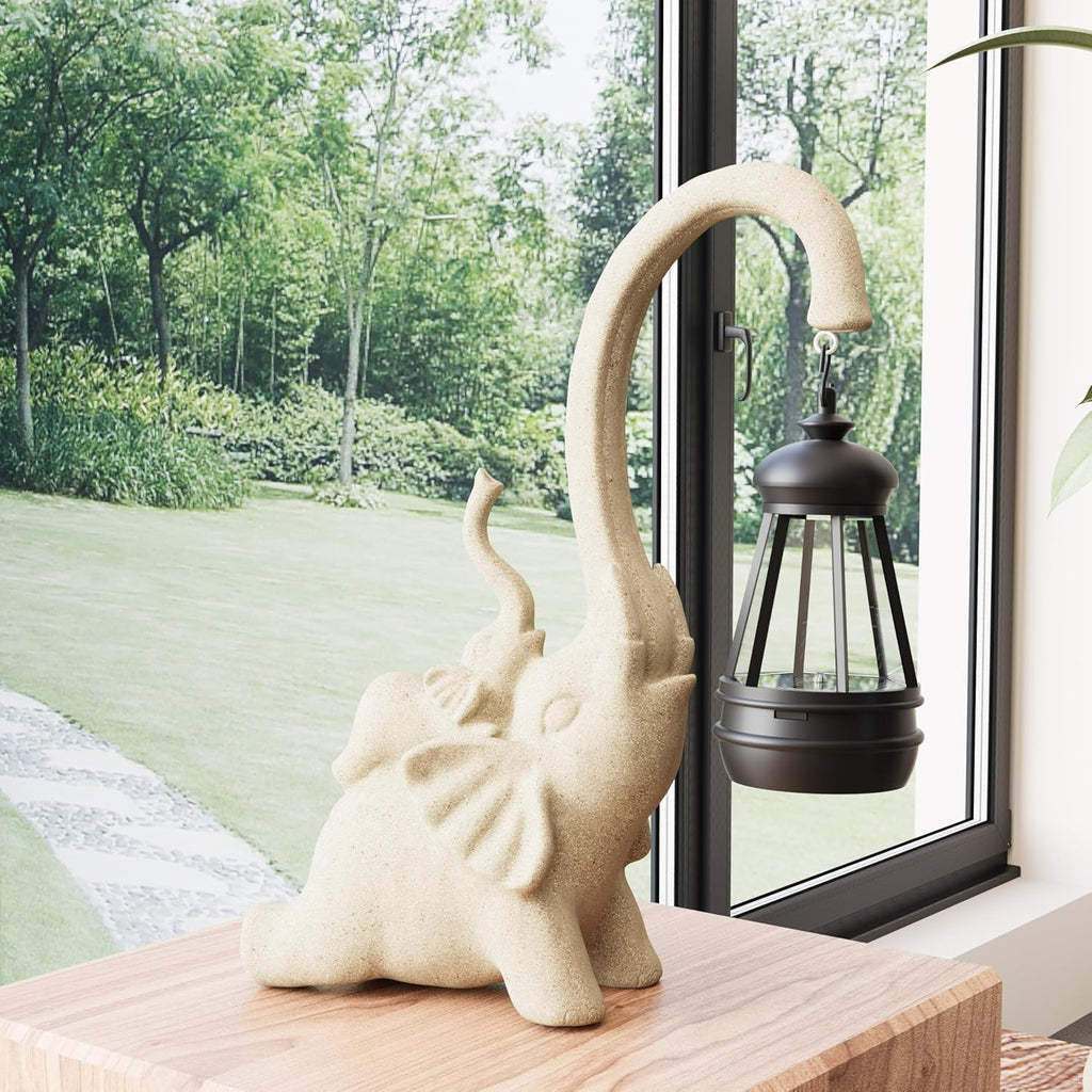 Solar Garden Statue 10 Inch Elephant Decor for Outside Yard Decoration Outdoor Unique Housewarming Gardening Birthday Gifts for Women Grandma