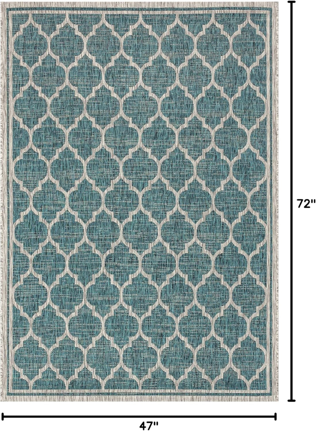 Eyely BMS109E-4 Santa Monica Trebol Moroccan Trellis Textured Weave Indoor/Outdoor Area Rug Coastal;Bohemian, Bedroom, Backyard, Patio, Easy-Cleaning, Non-Shedding, 4 X 6, Teal/Gray