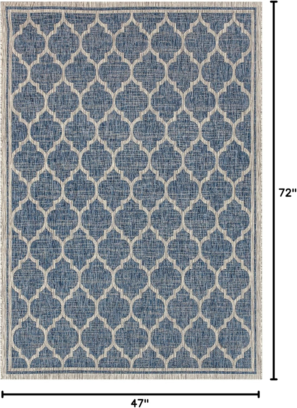 Eyely BMS109D-4 Santa Monica Trebol Moroccan Trellis Textured Weave Indoor/Outdoor Area Rug Coastal;Bohemian, Bedroom, Backyard, Patio, Easy-Cleaning, Non-Shedding, 4 X 6, Navy/Gray