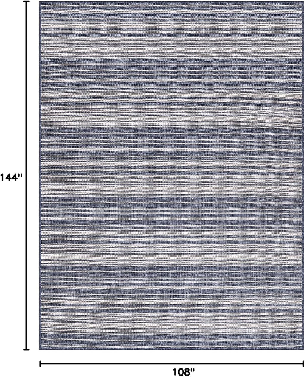 Stripe Outdoor Rug 9x12 Washable Outside Carpet for Indoor Patio Porch Waterproof Easy Cleaning Non Shedding Area Rugs Blue 9 x 12