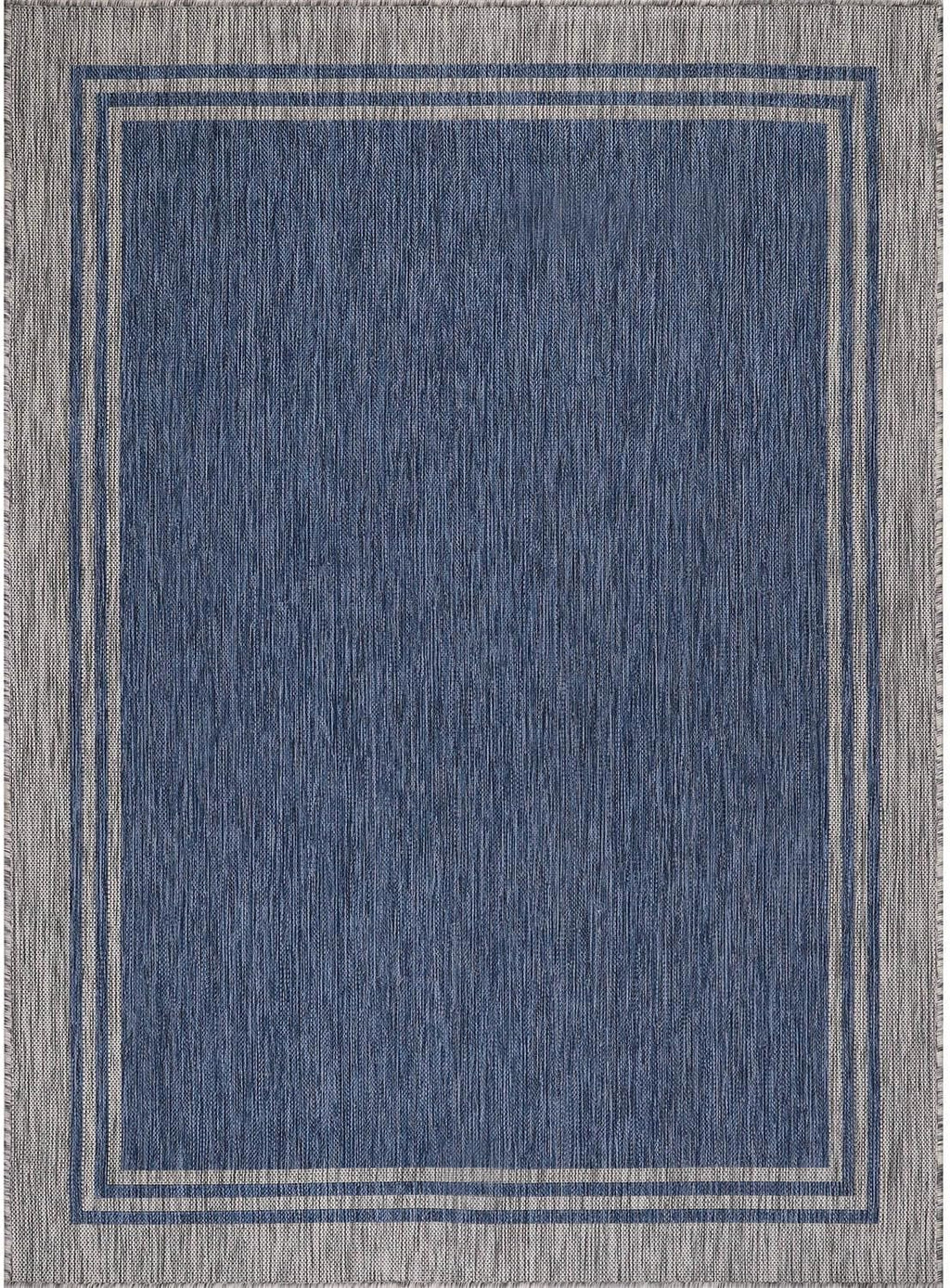 Bordered Outdoor Rug 5x7 Washable Outside Carpet for Indoor Patio Porch Waterproof Easy Cleaning Non Shedding Area Rugs Navy 5 x 7