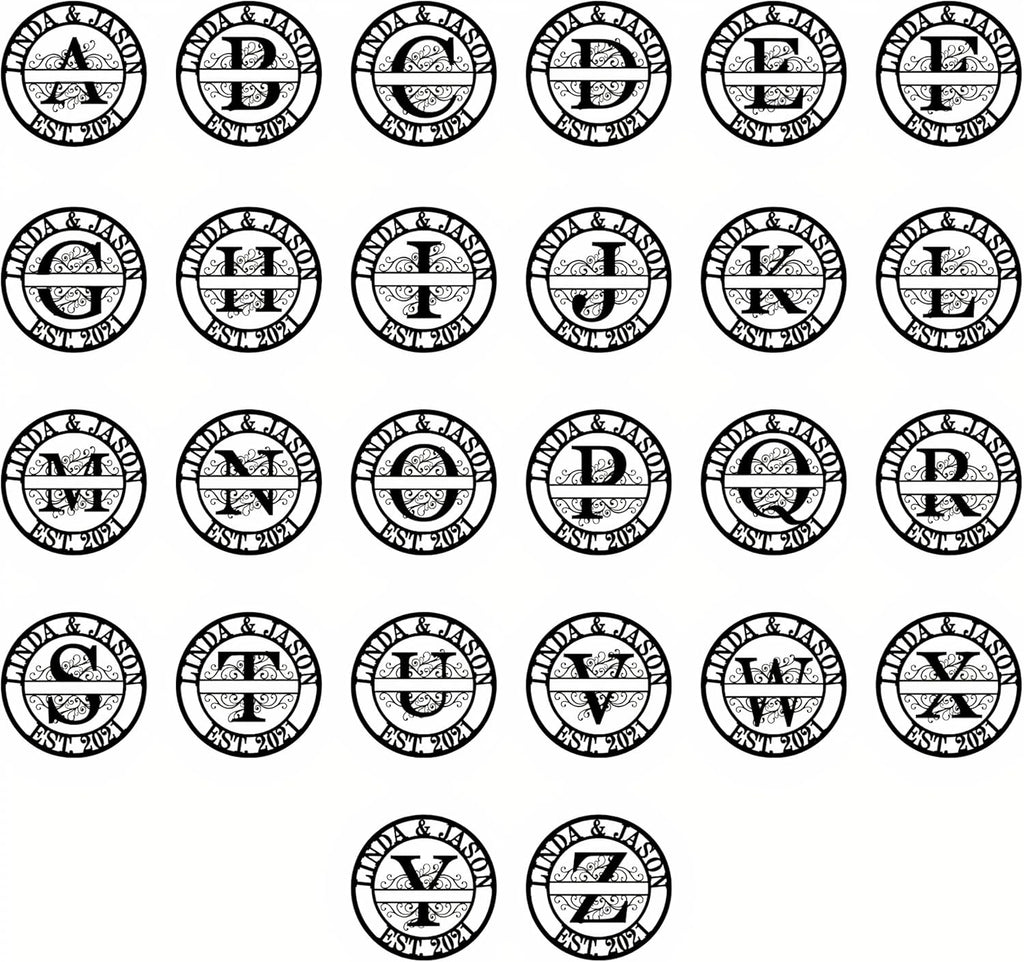 Personalized Metal Name Signs, Split Letter Monogram Wall Decor, Custom Last Name Sign, Family Name Sign for Outdoor, Personalized Wedding Gift, Garden Decor, Metal Wall Art, Housewarming Gift (MonogramDesign_8)