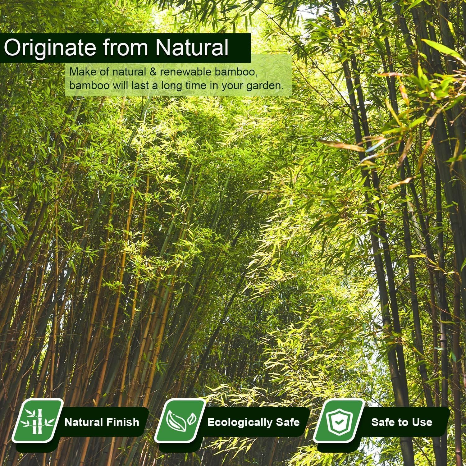 1" D 8 Feet Bamboo Stakes 50 Pack, Thicker Heavy-Duty Plant Stakes, Natural Garden Stakes for Bean, Tomato, Bean, Flowers,Trees Potted and Climbing Plant Support