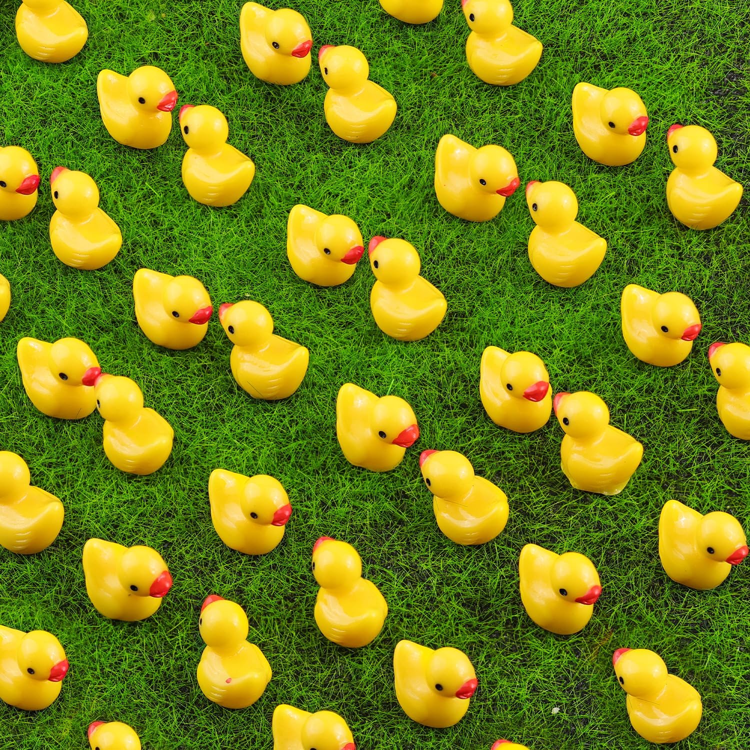 120PCS Mini Resin Animals Cute Yellow Tiny Ducks,Miniature Duck Figures to Hide,Little Animal Toys Small Figurines Bulk for Topper Desk Garden Dollhouse Landscape Aquarium Ornaments DIY Crafts & Decor