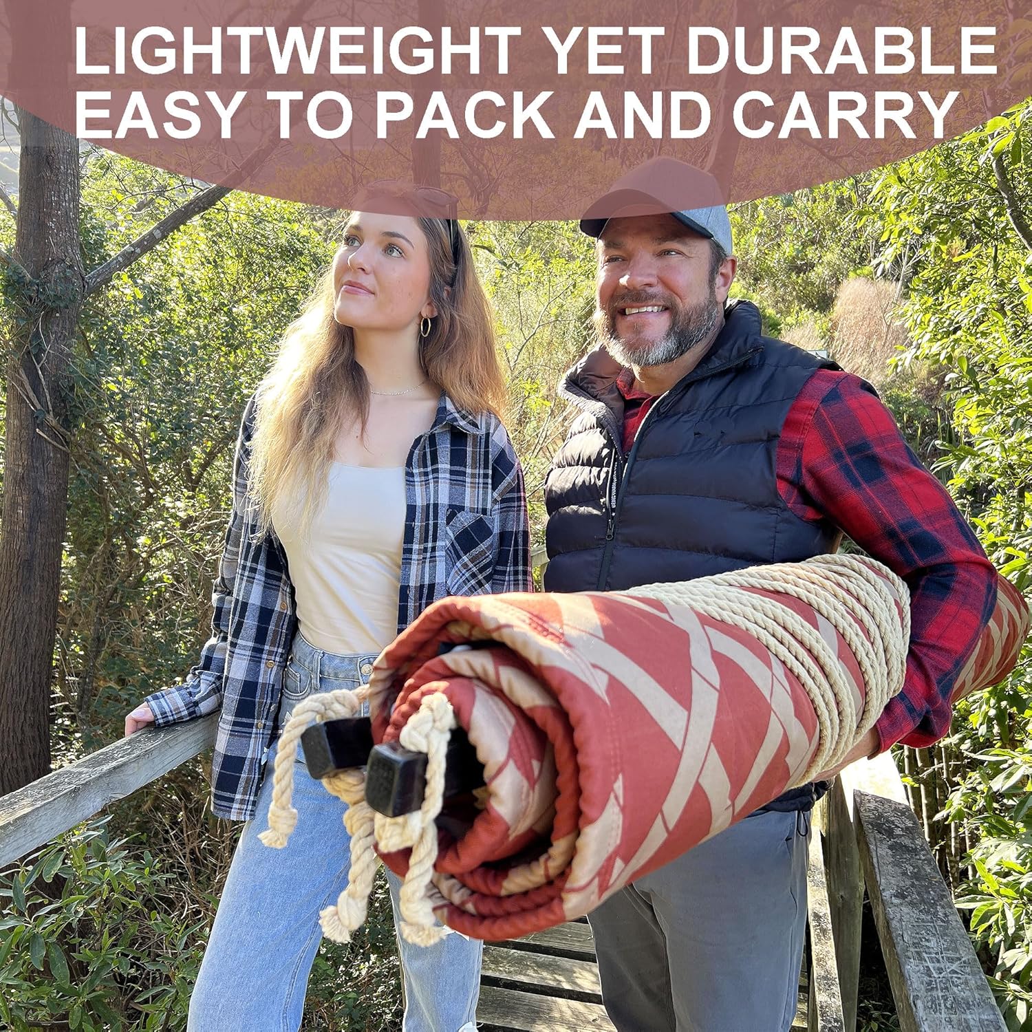 13 FT Tuscan Lattice Sienna/Taupe Quilted Hammock with Spreader Bars,Detachable Pillow and Chains,600lbs Capacity,Two Person Hammock for Outdoor, Patio, Backyard,Tree_Double Hammock