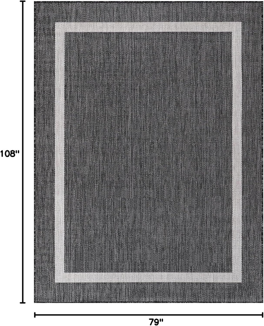 Bordered Outdoor Rug 6x9 Washable Outside Carpet for Indoor Patio Porch Waterproof Easy Cleaning Non Shedding Area Rugs Gray 6 x 9
