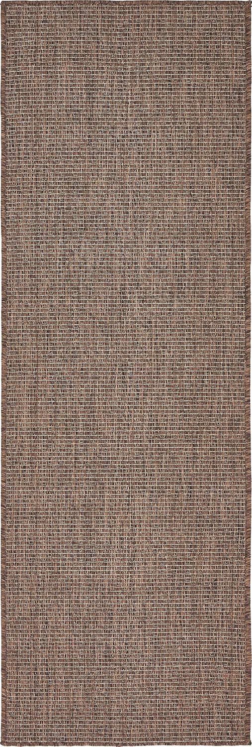 Unique Loom Collection Casual Transitional Solid Heathered Indoor/Outdoor Flatweave Area Rug (2' x 6' 1" Runner, Light Brown/Ivory)