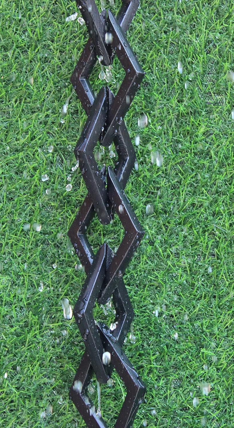 KAM Home Diamond Links Rain Chain with Installation Kit (Black, 11)