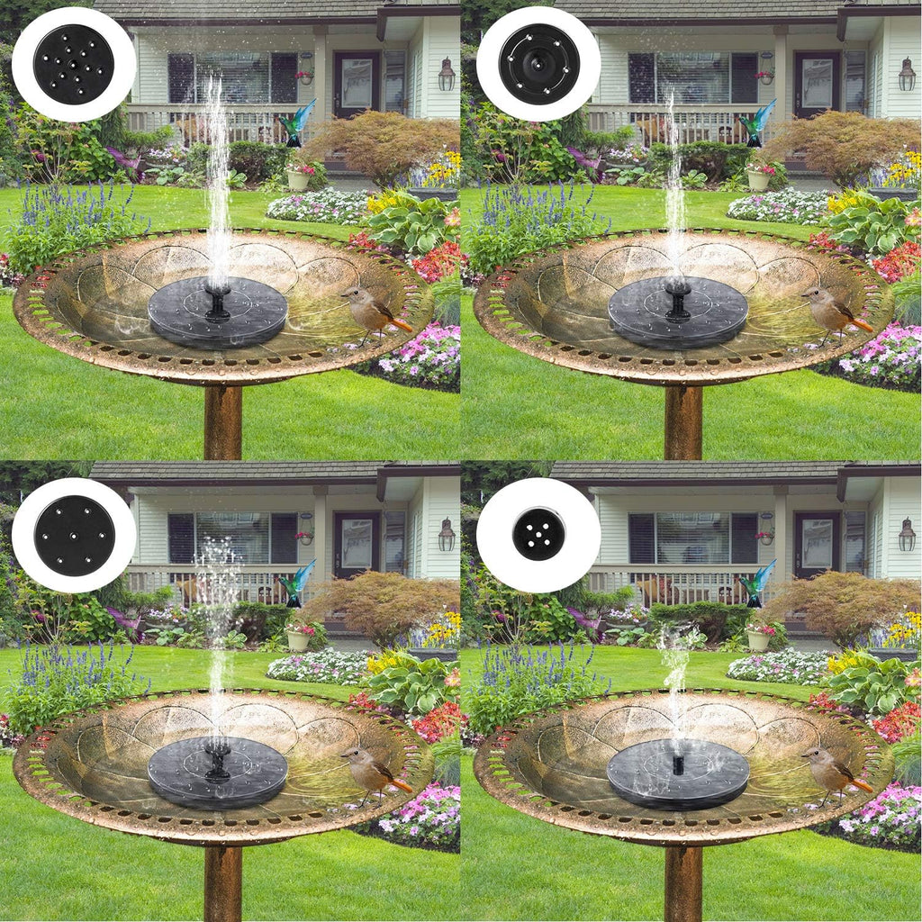 Mademax Solar Bird Bath Fountains Pump, Upgrade 1.4W Solar Fountain with 6 Nozzle, Free Standing Floating Solar Powered Water Fountain Pump for Bird Bath, Garden, Pond, Pool, Outdoor