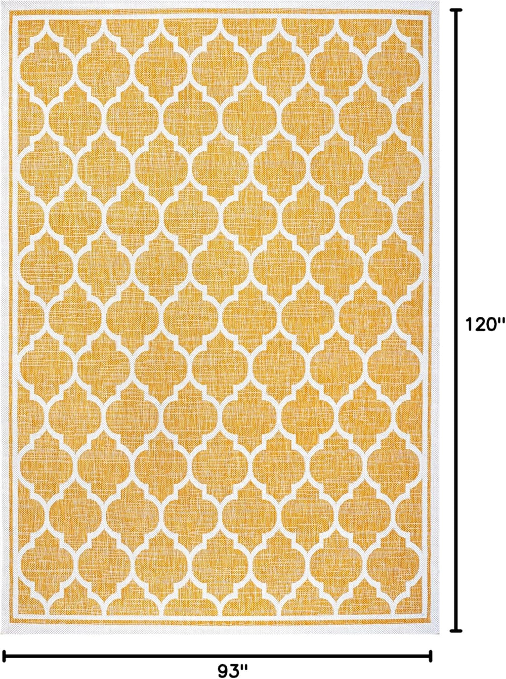 Eyely BMS109F-8 Santa Monica Trebol Moroccan Trellis Textured Weave Indoor/Outdoor Area Rug Coastal;Bohemian, Bedroom, Backyard, Patio, Easy-Cleaning, Non-Shedding, 8 X 10, Yellow/Cream
