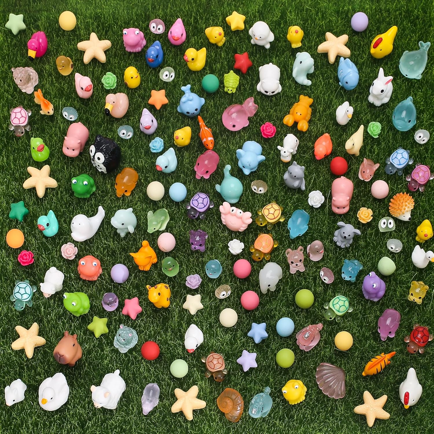 150 Pcs Mini Resin Animals, Miniature Animals to Hide Luminous Tiny Figurines Bulk Glow in The Dark Bulk for Fairy Garden Aquarium