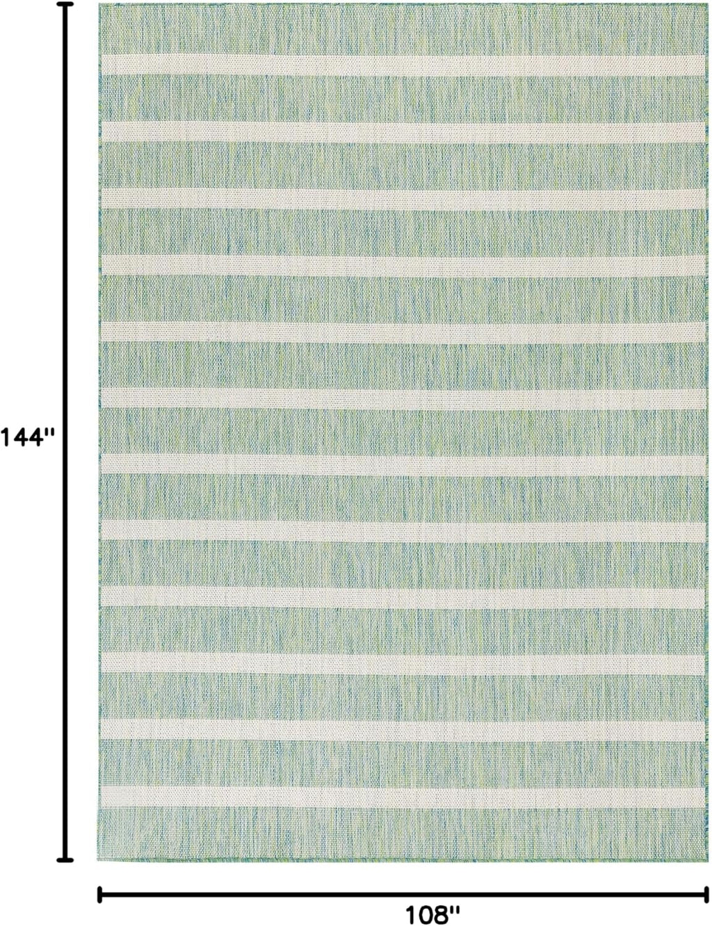 Nourison Home Positano 9' x 12' Indoor/Outdoor Blue Green Ivory Area Rug, Easy Cleaning, Non Shedding, Coastal Style, Striped, Rectangular