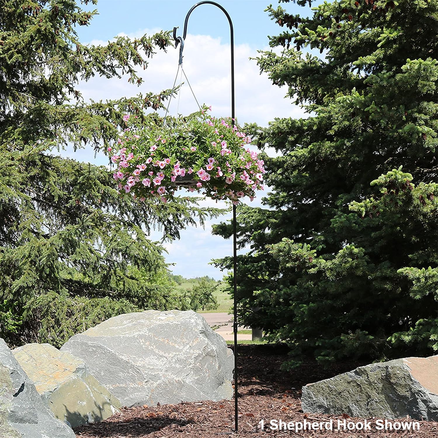 Sunnydaze 82-Inch Outdoor Heavy-Duty Shepherd Hook - Black - Set of 2