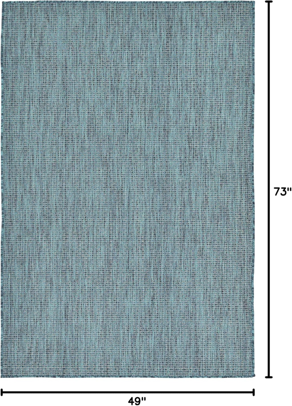 Unique Loom Collection Casual Transitional Solid Heathered Indoor/Outdoor Flatweave Area Rug (4' 1" x 6' 1" Rectangle, Teal/Navy Blue)