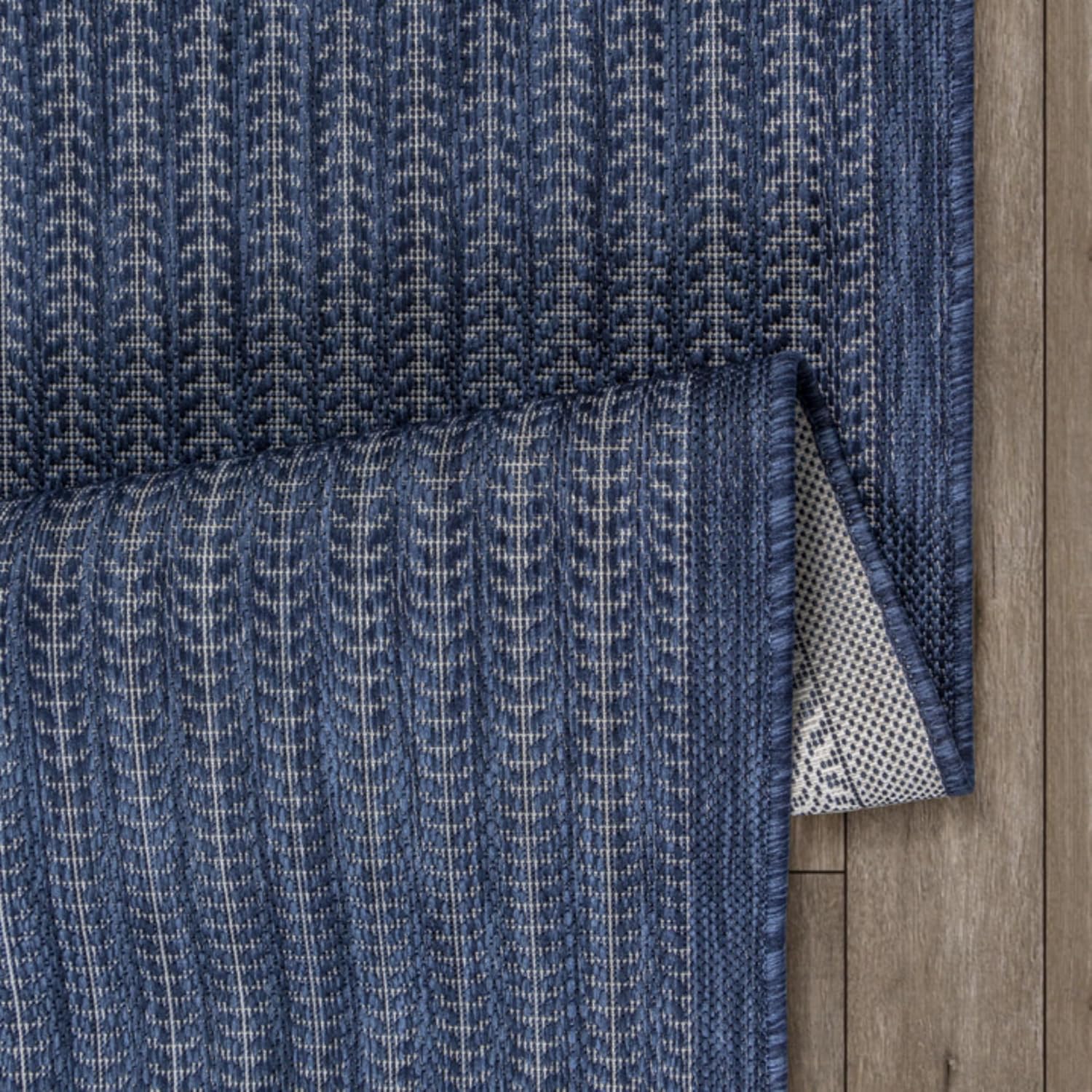 Adiva Rugs Outdoor Indoor Area Rug, Weather Resistant, Easy to Clean, Stain Resistant Floor Mat for Dining Room, Backyard, Deck, Patio (Navy Weiss, 2'6" x 7')