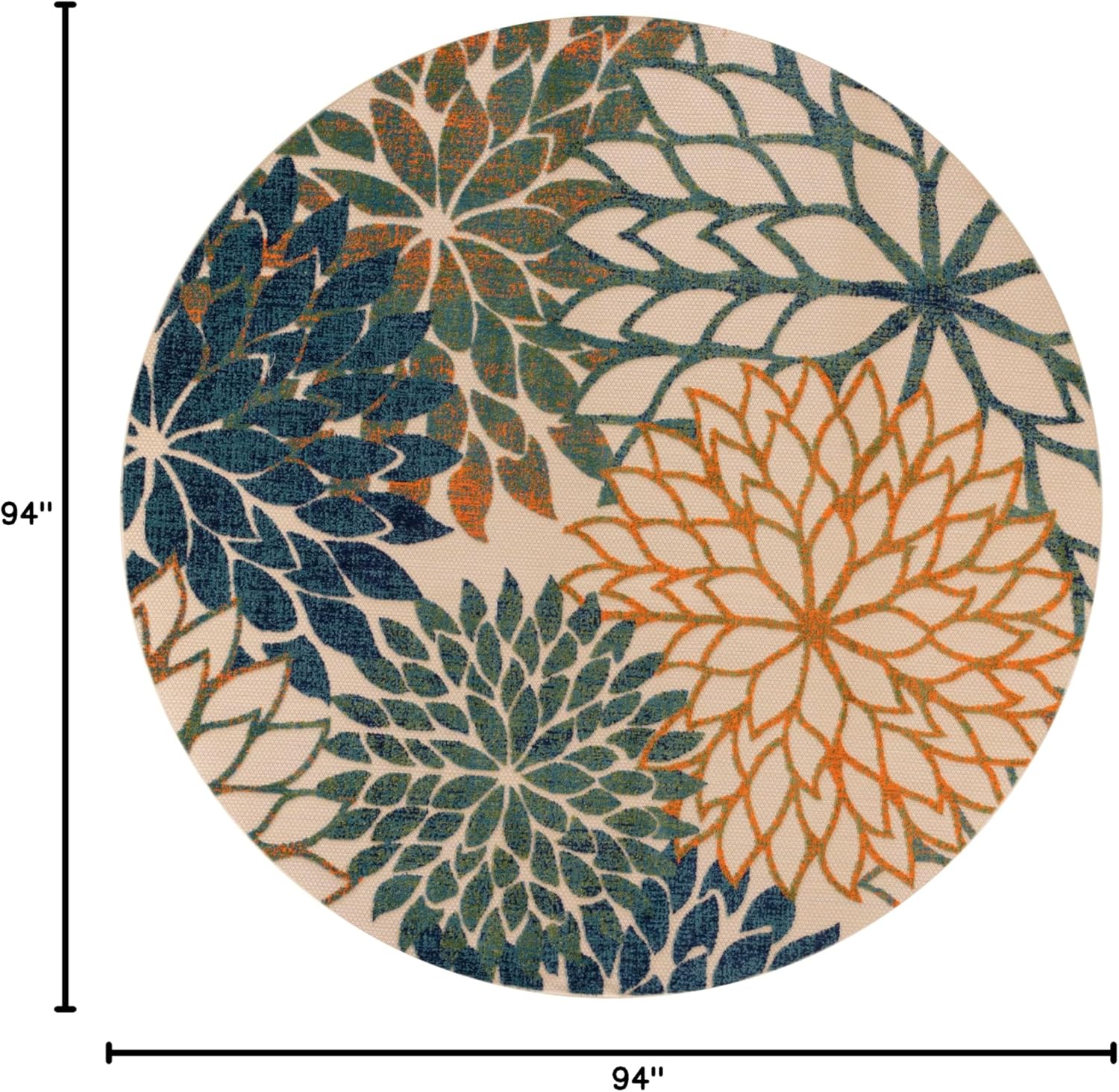 Nourison Home Aloha 8' x Round Blue Green Fabric Tropical Area Rug (8' Round)