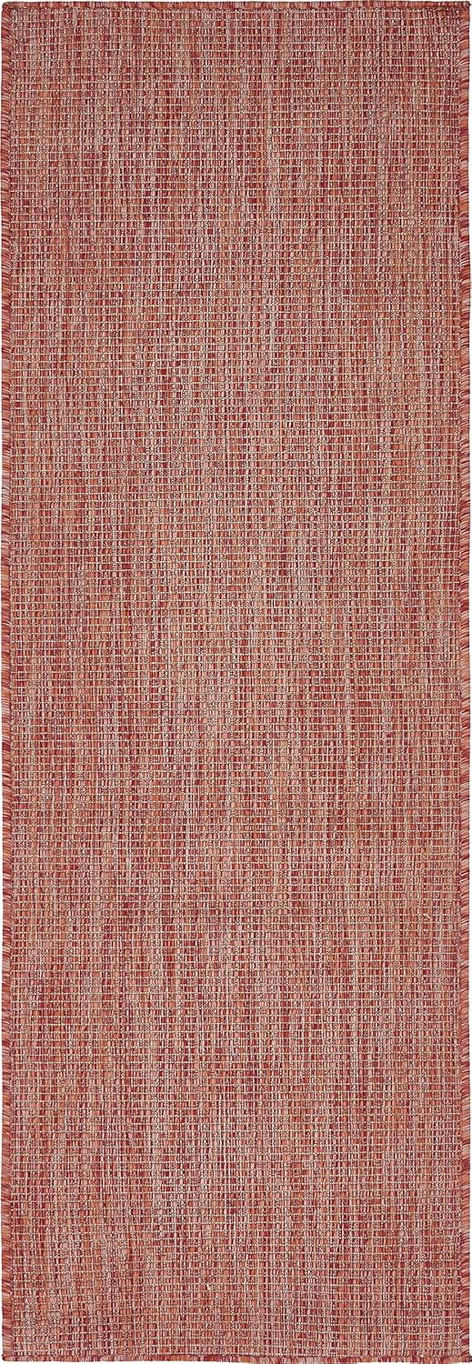 Unique Loom Collection Casual Transitional Solid Heathered Indoor/Outdoor Flatweave Area Rug (2' x 6' 1" Runner, Rust Red/Beige)